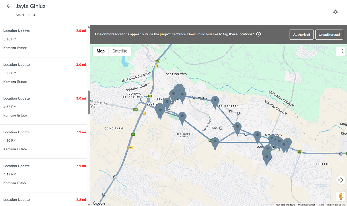 Screenshot showing busybusy's route map.