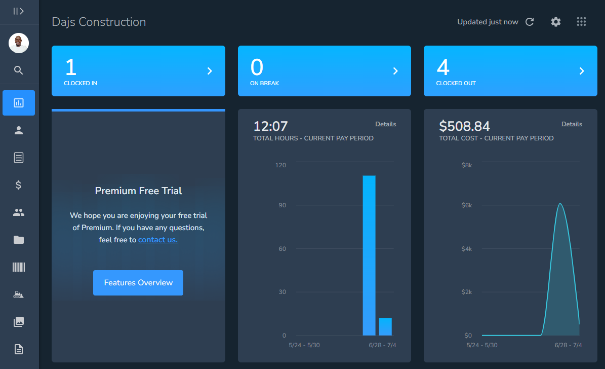 Screenshot showing busybusy's dashboard.