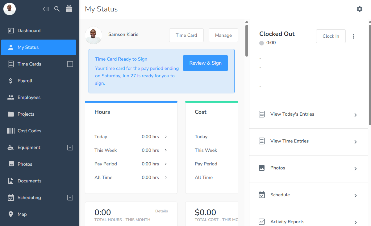 Screenshot showing busybusy's home UI.