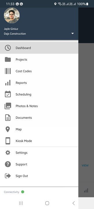 Screenshot showing busybusy's mobile app - employee version.
