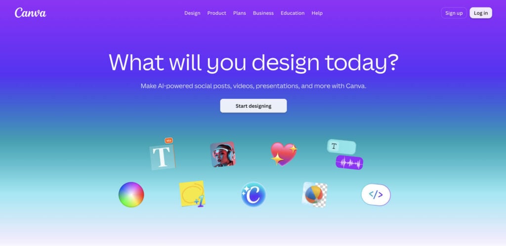 canva homepage screenshot