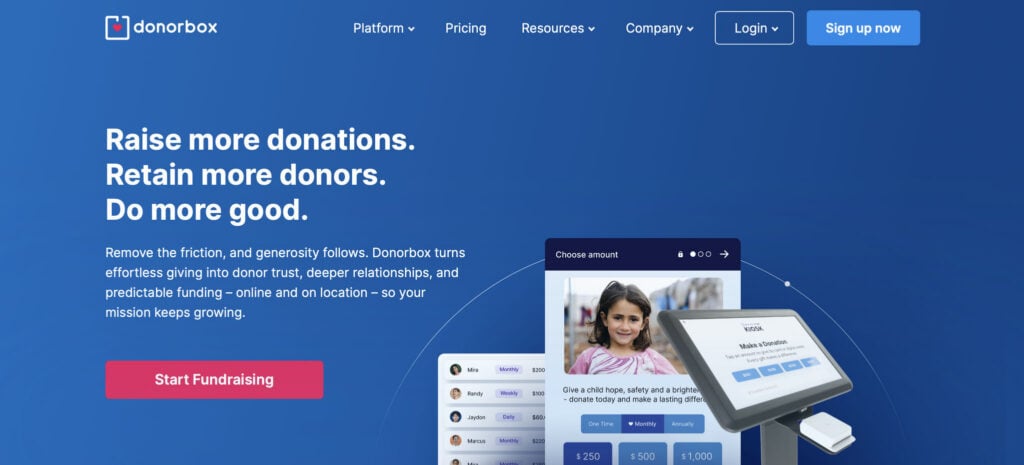 donorbox homepage screenshot