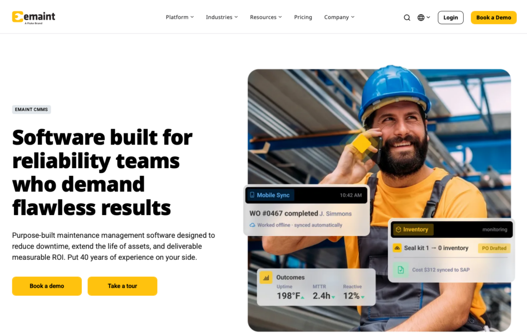eMaint Homepage screenshot
