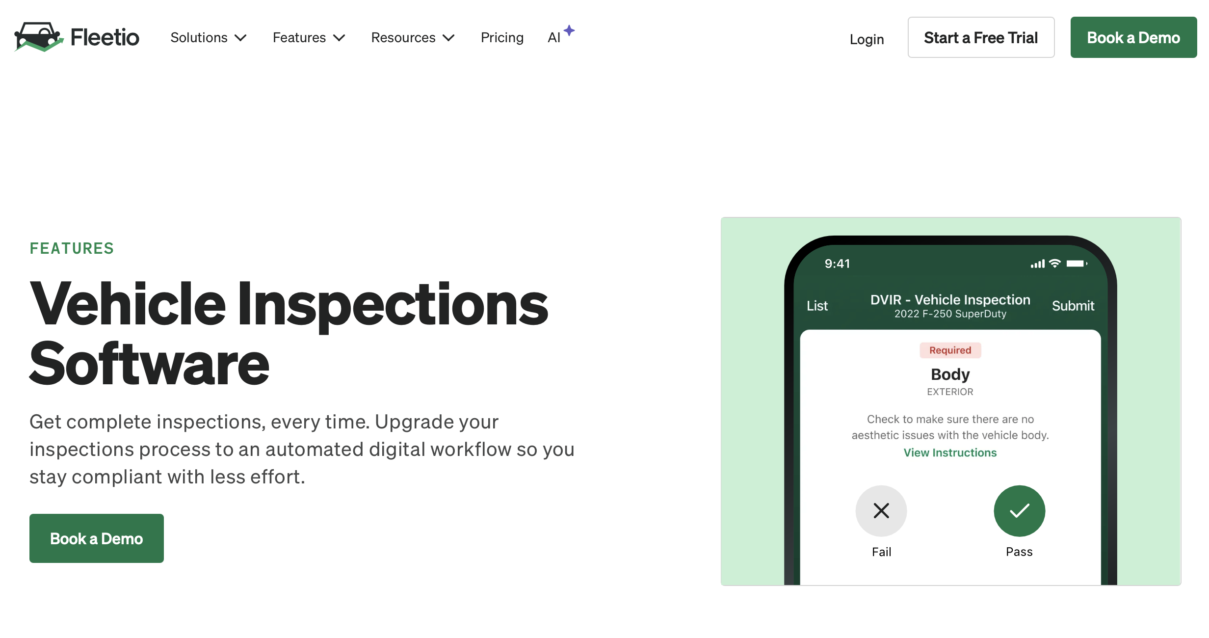 Use Fleetio&rsquo;s DVIR templates or create your own custom vehicle inspection forms.