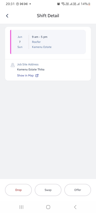 Screenshot showing employee self-service tools on mobile app.&nbsp;
