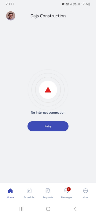 Screenshot showing Zoho Shifts&rsquo; mobile app without an internet connection.&nbsp;