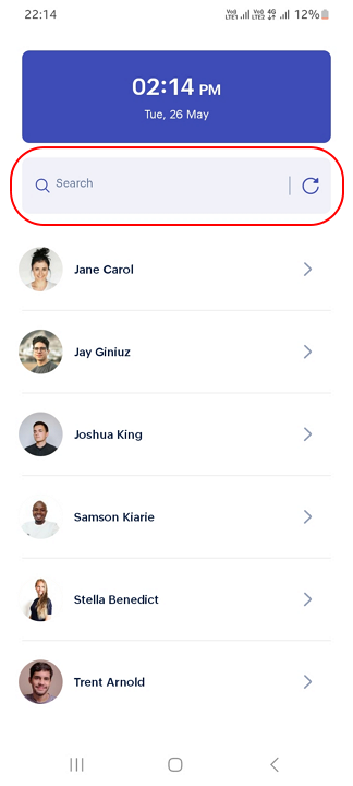 Screenshot showing Zoho Shifts&rsquo; kiosk interface