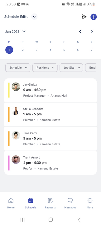Screenshot showing Zoho Shifts mobile app &ndash; manager version.&nbsp;