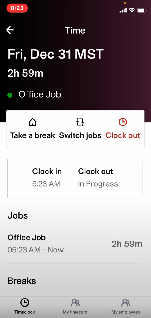 Employees can clock in and out of Rippling's mobile app.