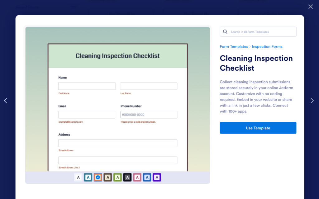 Jotform&rsquo;s cleaning checklist templates. 