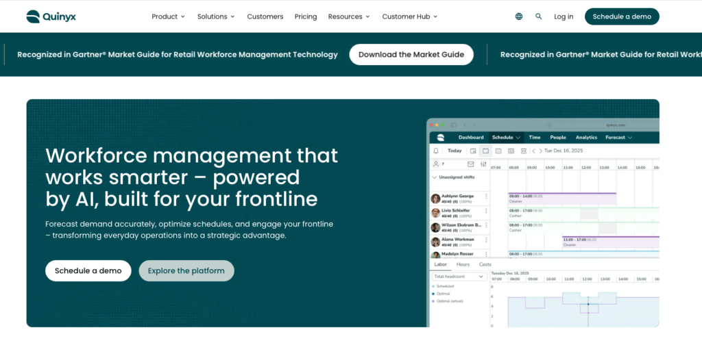 quinyx homepage screenshot