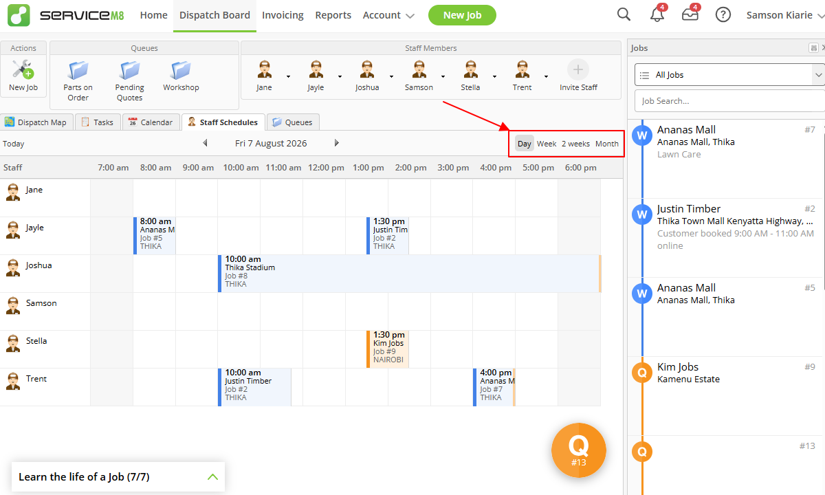 Screenshot showing calendar views