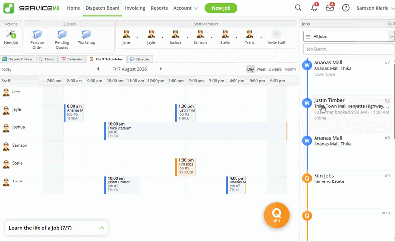 GIF showing the drag-and-drop feature on Staff Schedule.