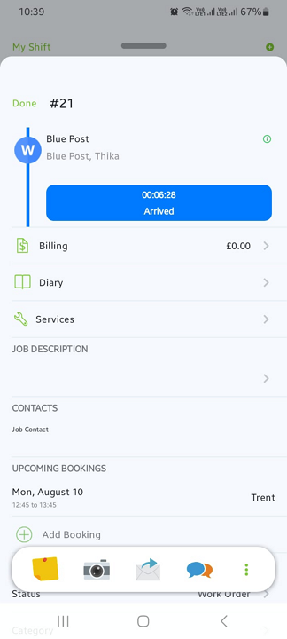 Screenshot showing &lsquo;Arrived&rsquo; in the check-in button.