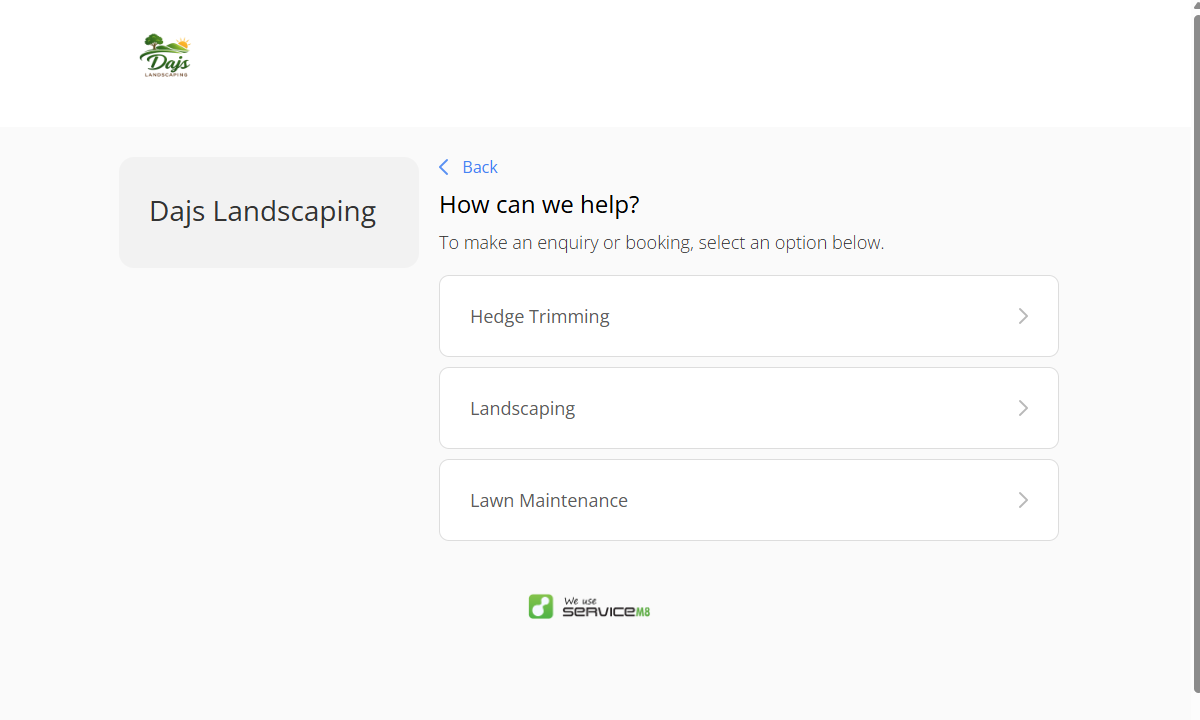 Screenshot showing a live bookings page.
