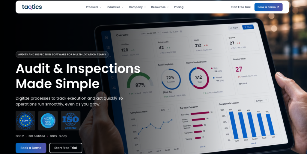 Taqtics Homepage Screenshot