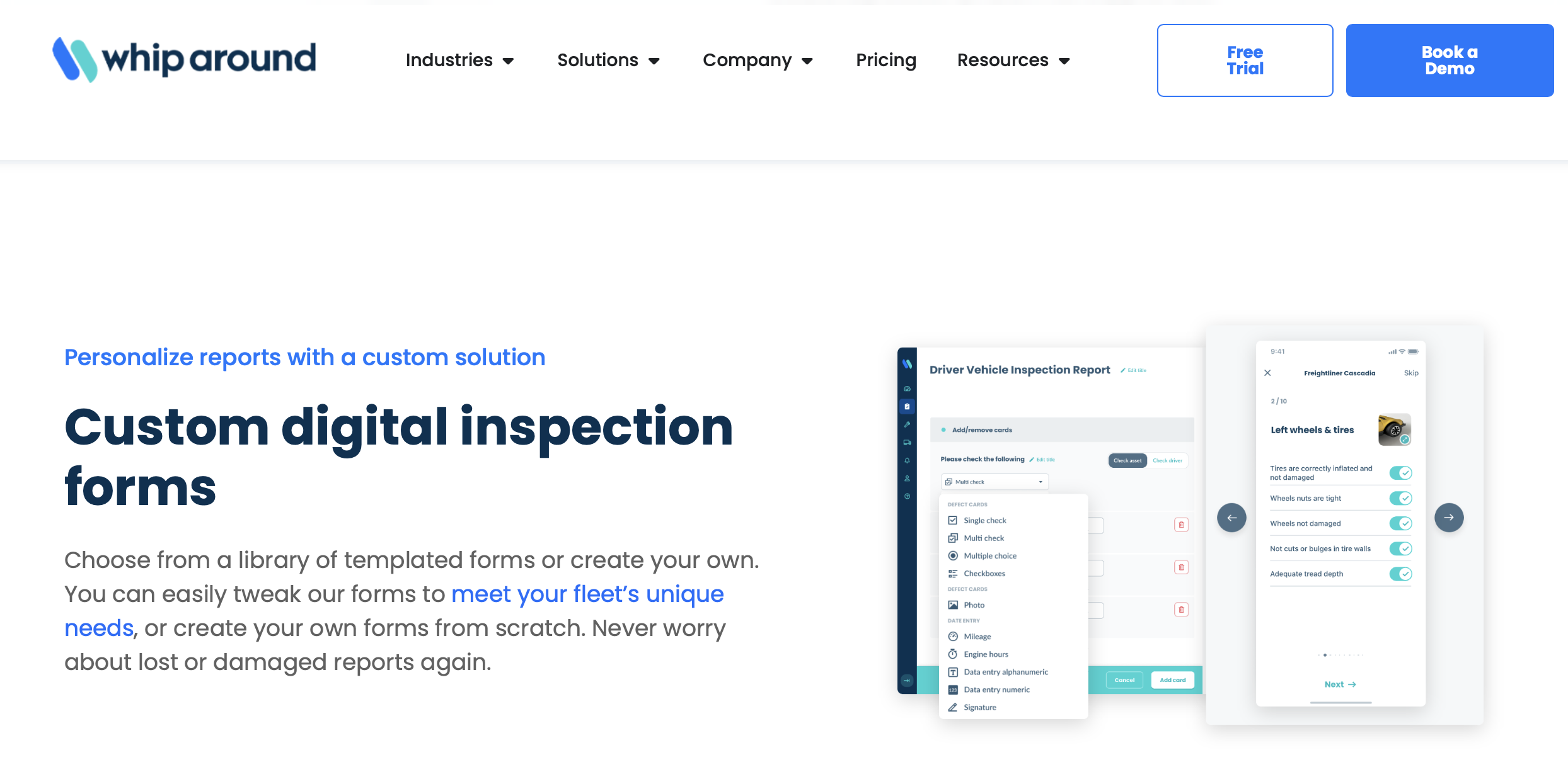 You can create custom digital inspection forms with Whip Around.
