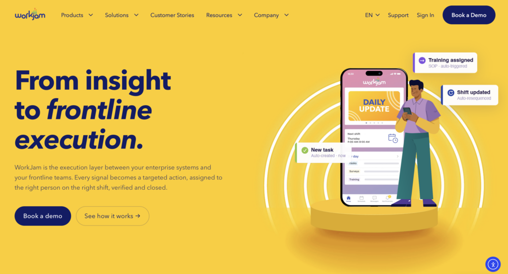 workjam homepage screenshot