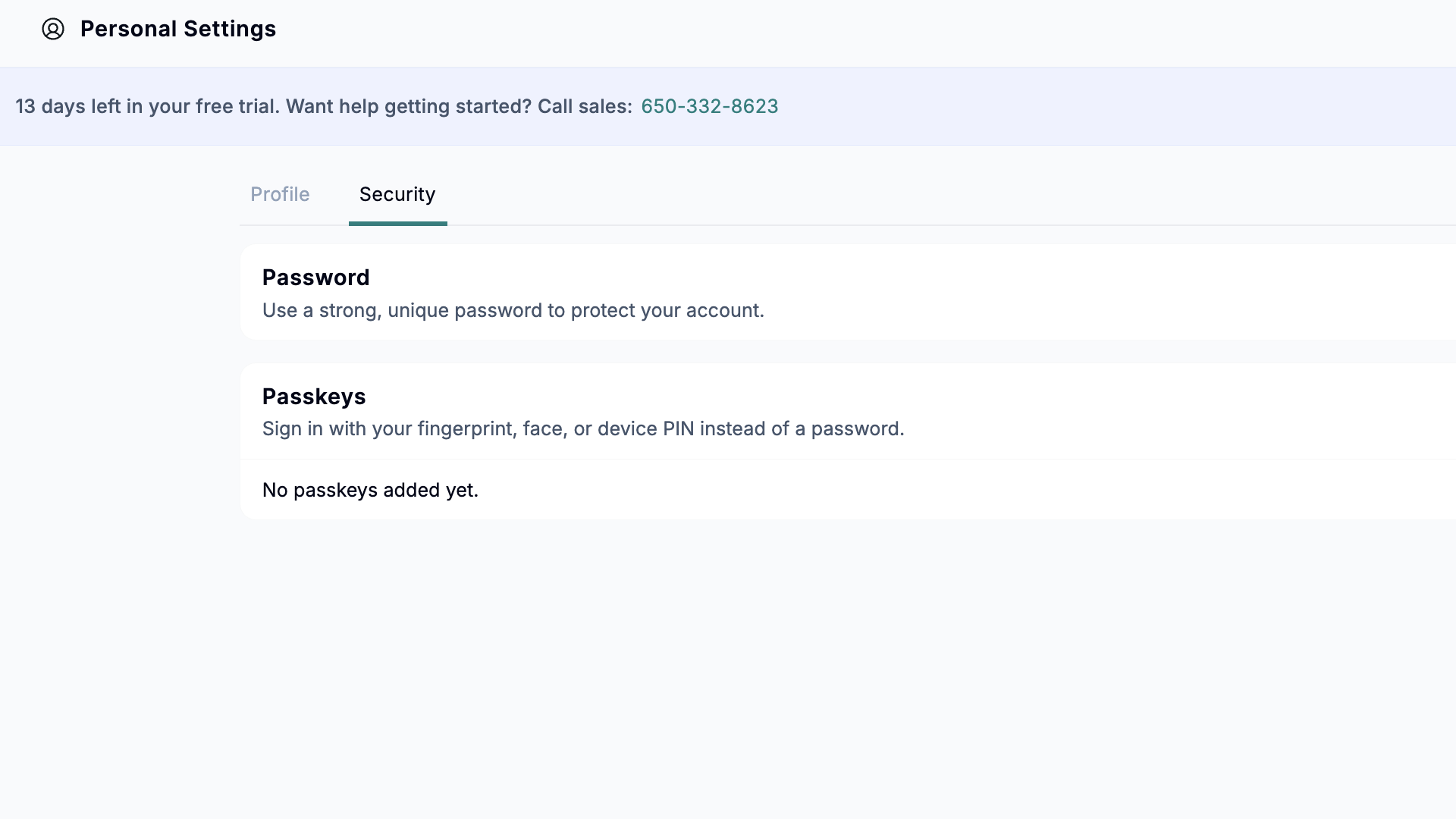 Workyard lets users log in with a standard login and password or using a passkey, but doesn’t appear to offer 2FA.