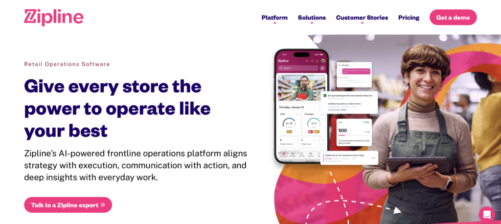 Zipline homepage screenshot
